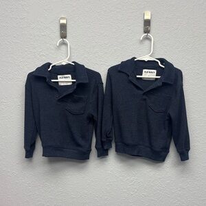 Old Navy Kids 2T+3T Coord Set of Waffled Dark Blue Polo LS Shirts w Pocket. GUC